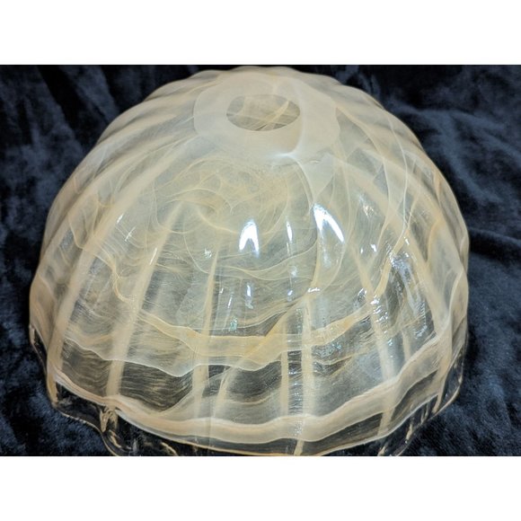 Peach Lavorazione Ribbon Style Glass Bowl Hand Blown Functional Art Fruit - Picture 8 of 12